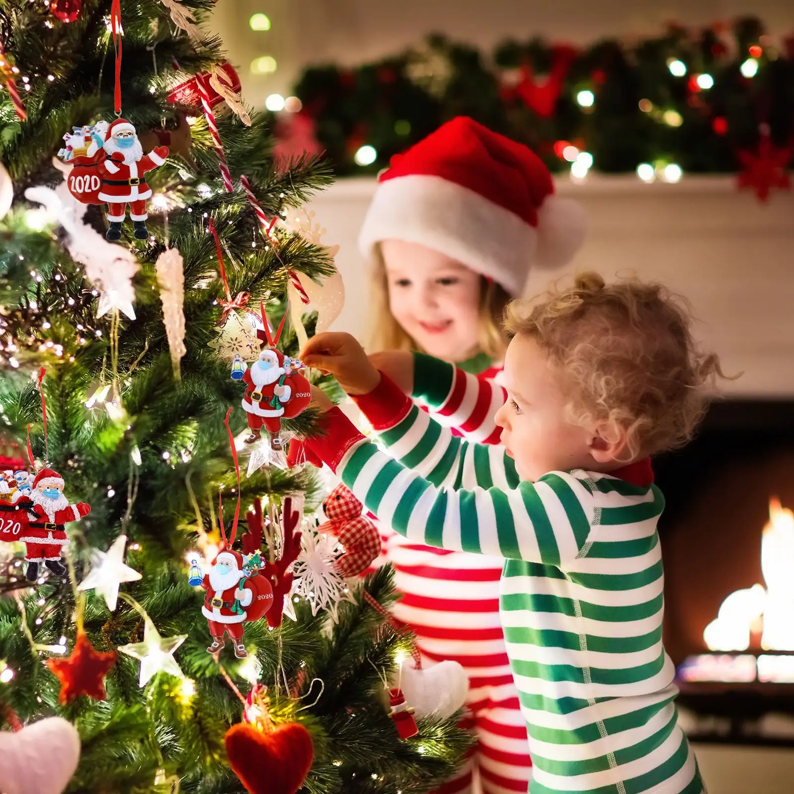 Для волос (4 предмета) Рождество дерево Подвеска Рождественский Санта Клаус висит