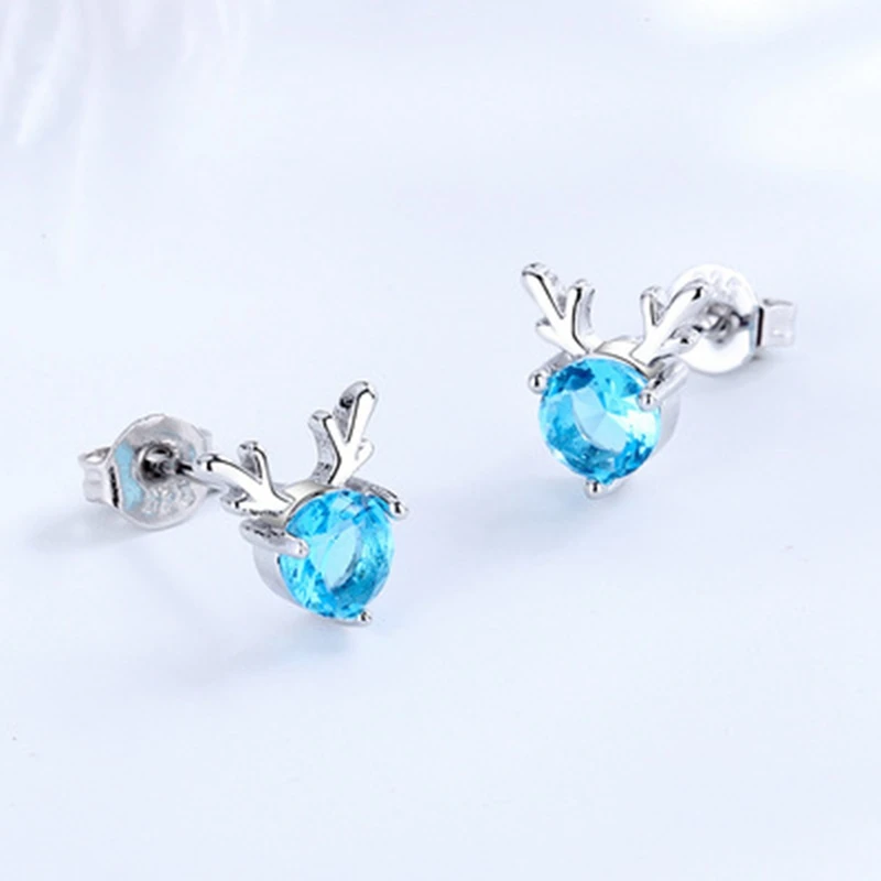 

Vintage Elegant Antlers Crystal Studs Earrings Simple Elegant Girls Earrings Jewlery Gift for Valentine's Day Birthday
