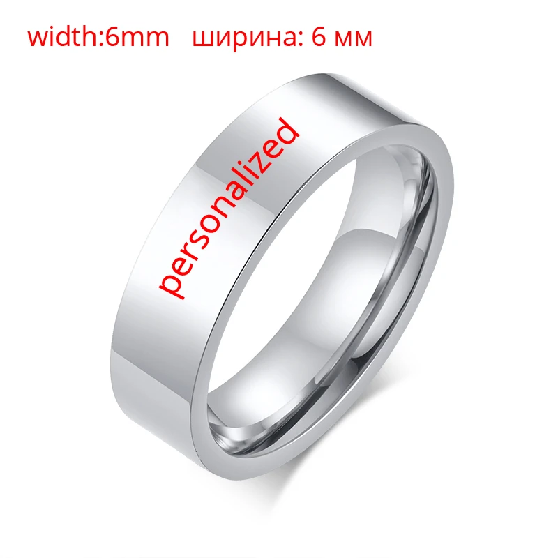 personalized 6mm Персонализированные Нержавеющая сталь пары сердцебиение обещанное кольцо серебро обручальные бренды для мужчин женщин 6 мм 4 мм - Цвет основного камня: personalized 6mm