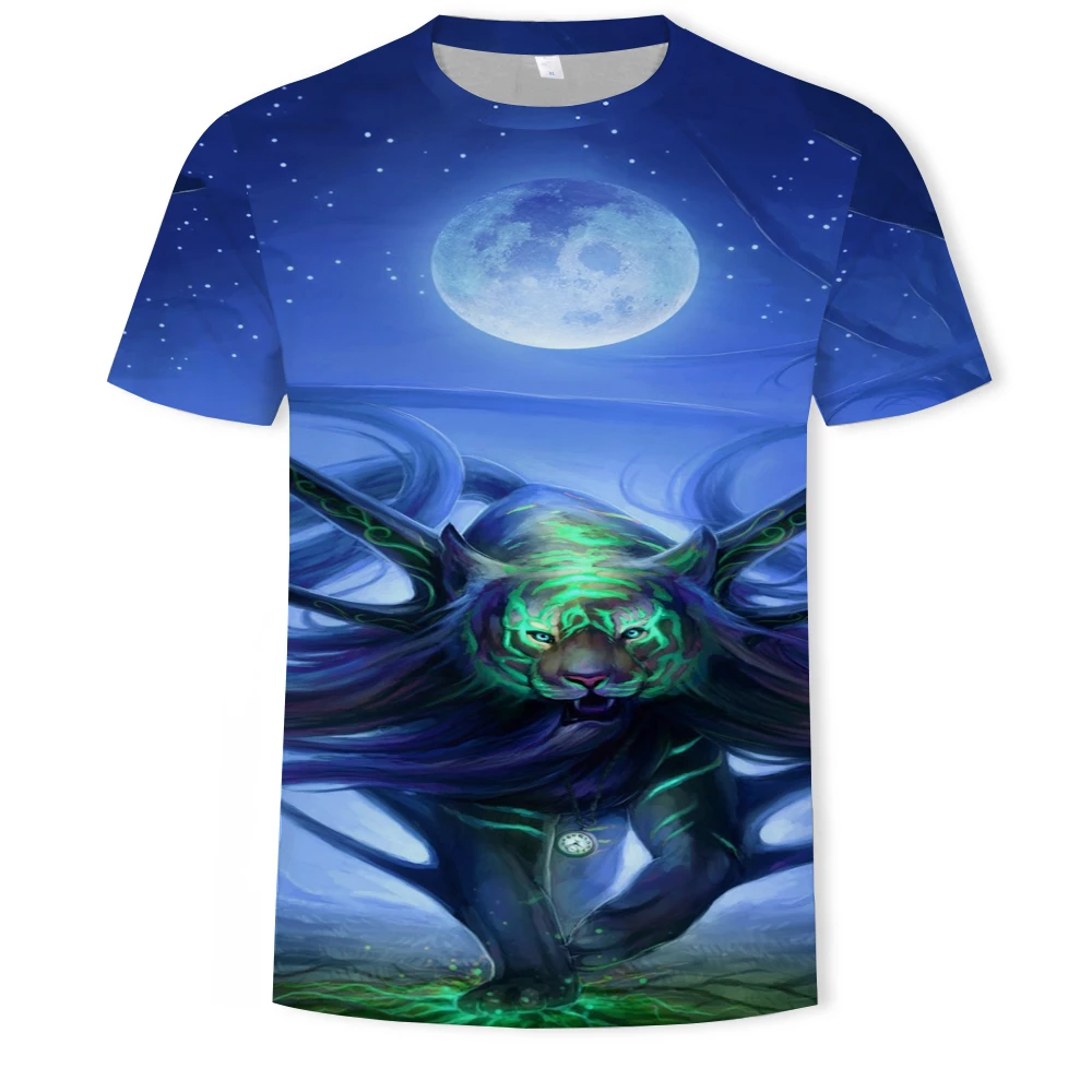 

2021 New Summer Cool and Fun T-shirt 3D Tiger Print Boy Fashion Casual Cool Oversized Short Sleeve T-Shirt XXS-6XL