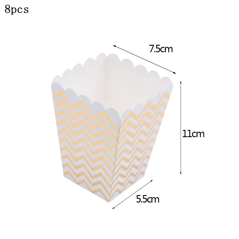 B10 8pcs popcorn box Золотые полосатые тарелки на день рождения/чашки/соломинки/салфетка/сумка одноразовая Праздничная посуда для украшения рождественской свадебной вечеринки - Цвет: B10 8pcs popcorn box