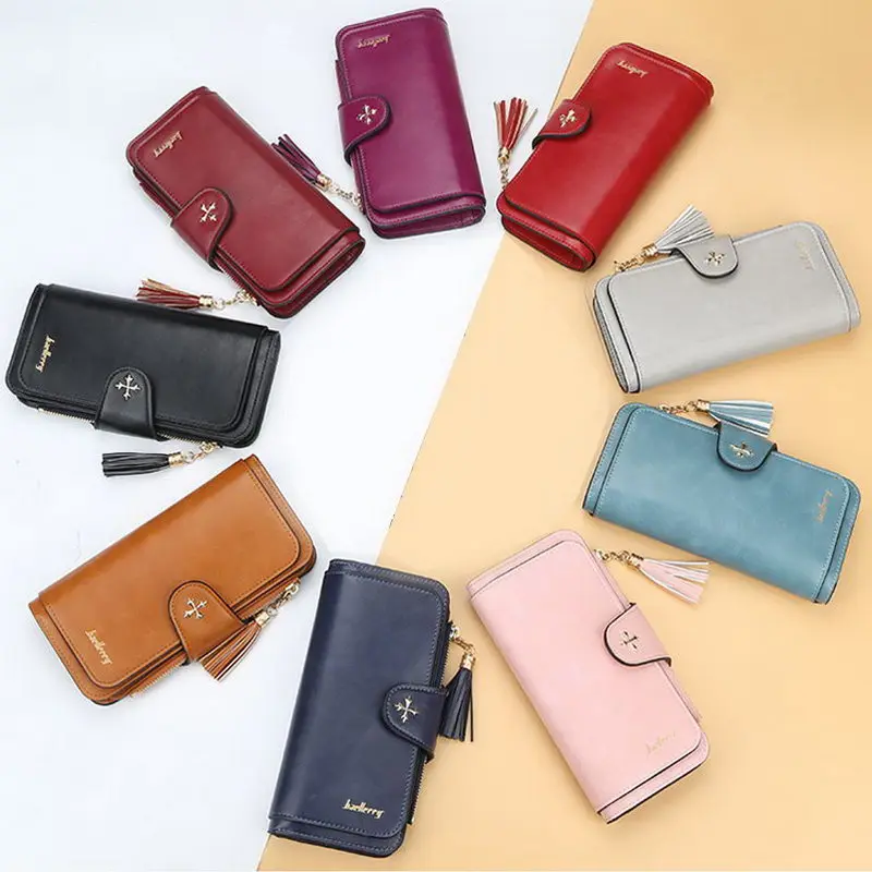 

Womens Large Capacity Wallet PU Leather Tassel Pendant Credit Card Holder Purse -OPK