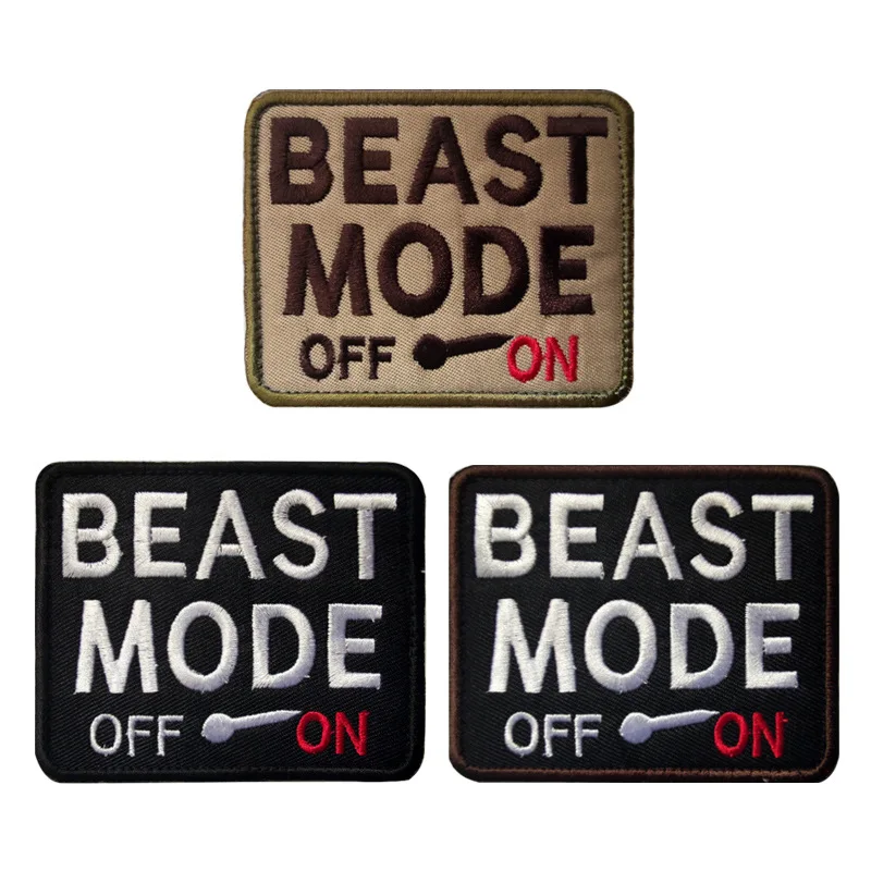 

Embroidered Velcro Badge Beast Mode On Off Outdoor Backpack Waist Bag Hat Decorative Cloth Stickers Armband Tactical Patch Logo