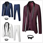 Формальный мужской костюм из 3 предметов с отложным воротником на одной пуговице, смокинг, зимняя ткань, зауженный крой, Премиум, вечерний пиджак, жилет, брюки и галстук, комплект