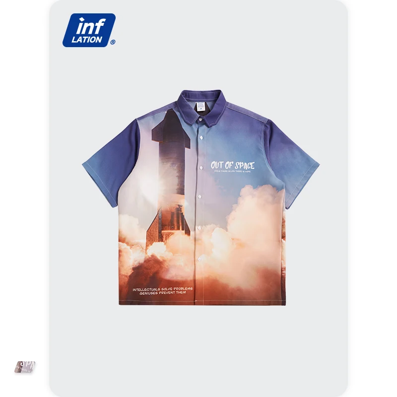 

INFLATION Man Hawaiian Shirt Streetwear Abstract Digital Printing Shirt Male Plus Size Casual Short Sleeve Hip Hop Shirt 5811S21