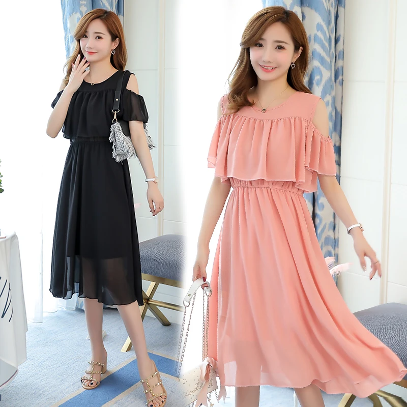 Высококачественное шифоновое платье для кормящих мам летнее милое розовое с