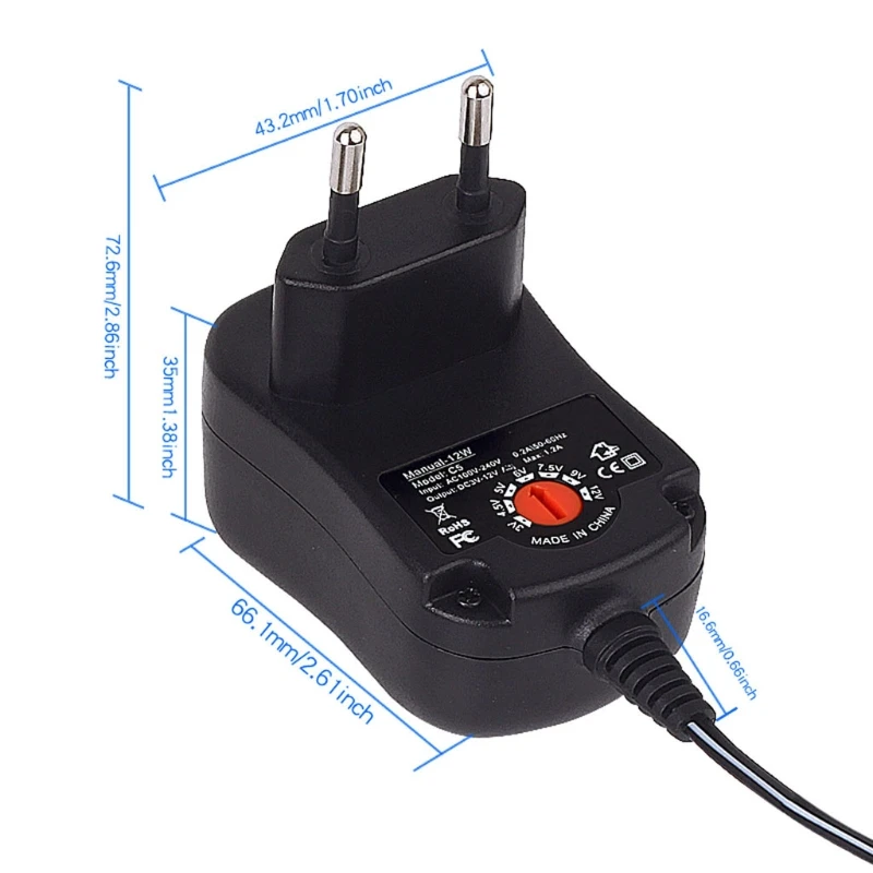 Universal Adjustable Voltage 3V 4.5V 6V 9V 12V EU Plug Power Adapter Replace 2AAA 3AAA 4AAA 6AAA 8AAA 1.5V AAA Battery X6HB | Электроника