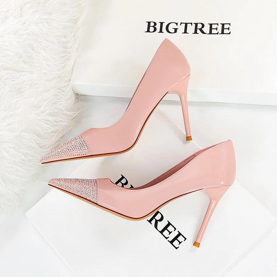

Fashion banquet high-heeled stiletto high-heeled shallow mouth sparkling rhinestone pointed single shoes women's shoes