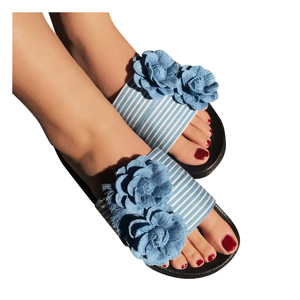 Женские сандалии SAGACE женские шлепанцы джинсовые дышащие с цветами женская
