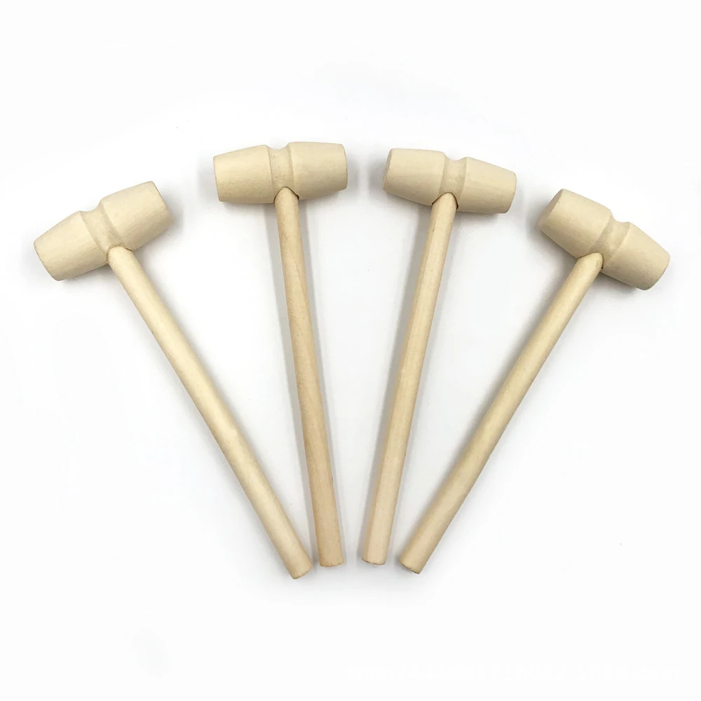 

5pcs Wood Mini Hammer Knock Planet Cake Wooden Hammer Balls Children Flat Toy Pounder Replacement Mallet