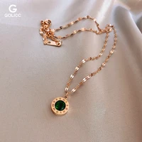 korea wild temperament net red necklace green diamond roman numeral titanium steel necklace female tide personality clavicle cha