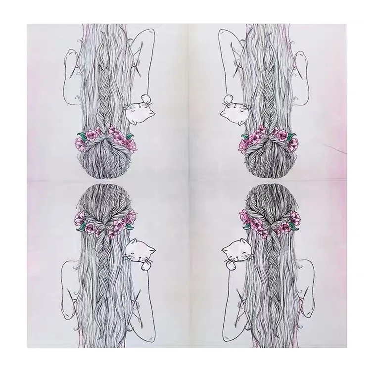 

10pcs 33*33cm Girl Hair Cat theme paper napkins serviettes decoupage decorated for wedding party virgin wood tissues