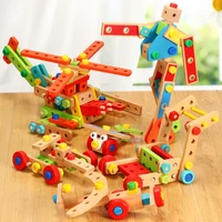 138 pieces of disassembling and assembling building blocks removable wooden screws and nuts puzzle toys