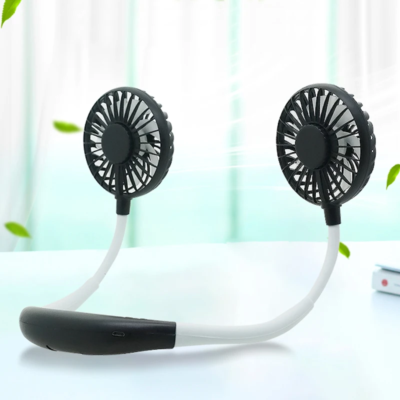 

LED Glow USB Fan Portable Wearable Hand Free Neckband Fan Mini Rechargeable Fans 3 Speed Adjustable for Home Office N30C