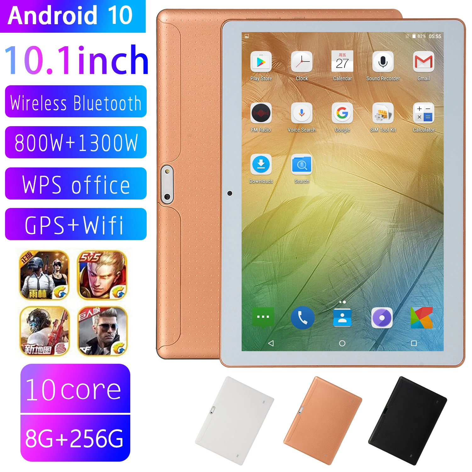 

Global Version10.1"Tablet HD2.5D+10 8GB RAM 256GB ROM Ten Core Android 10 1960+1080 Wifi Type-C GPS 8800mAh Google Pay Tablet PC