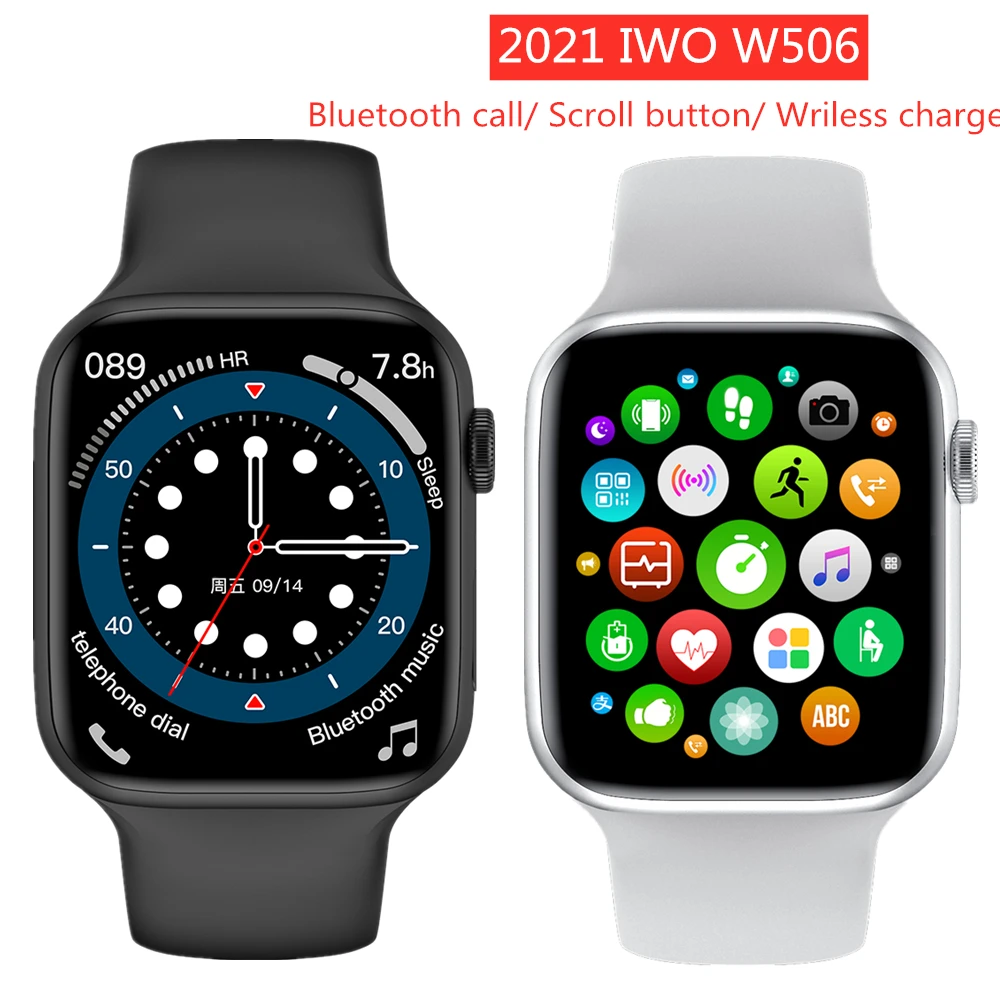 

2021 IWO W506 44MM Smart Watch Series 6 PK W26 W56 W46 Wriless Charge Bluetooth Call Rotate Button IP68 Waterproof Smartwatch