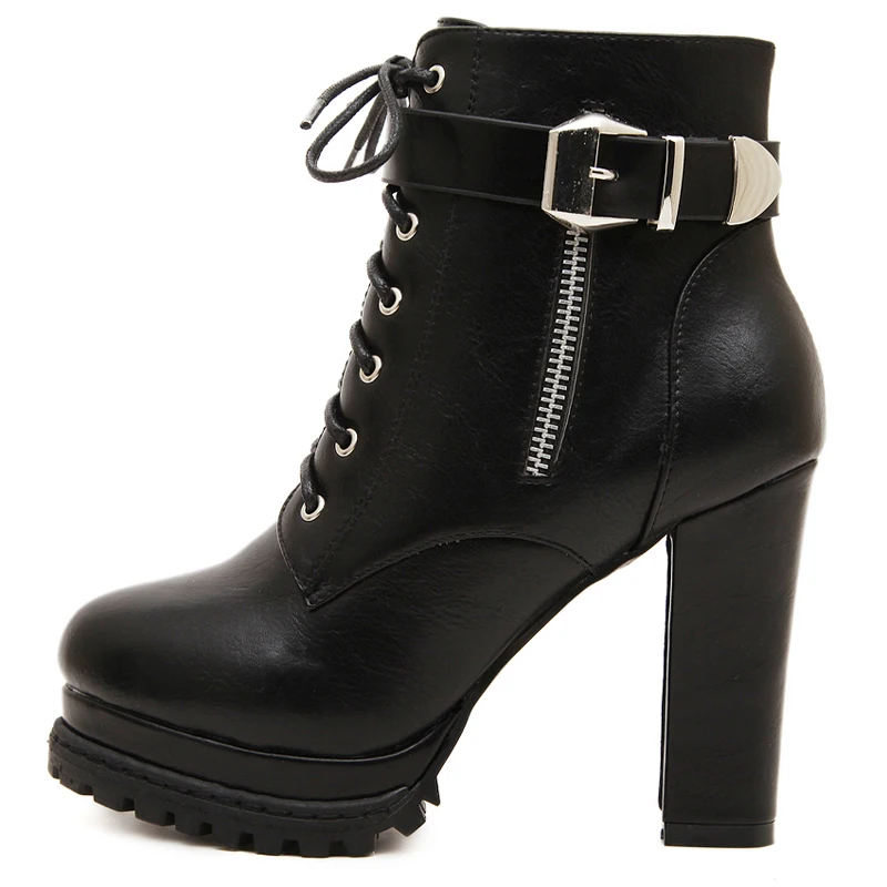 Ботильоны на платформе Женская зимняя обувь с вырезами высоком каблуке Женские