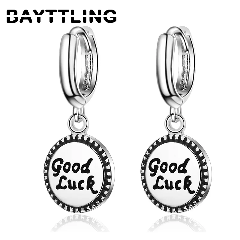 

BAYTTLING 925 Sterling Silver 23MM Simple Lucky Round Pendant Earrings For Women Fashion Gifts Wedding Jewelry