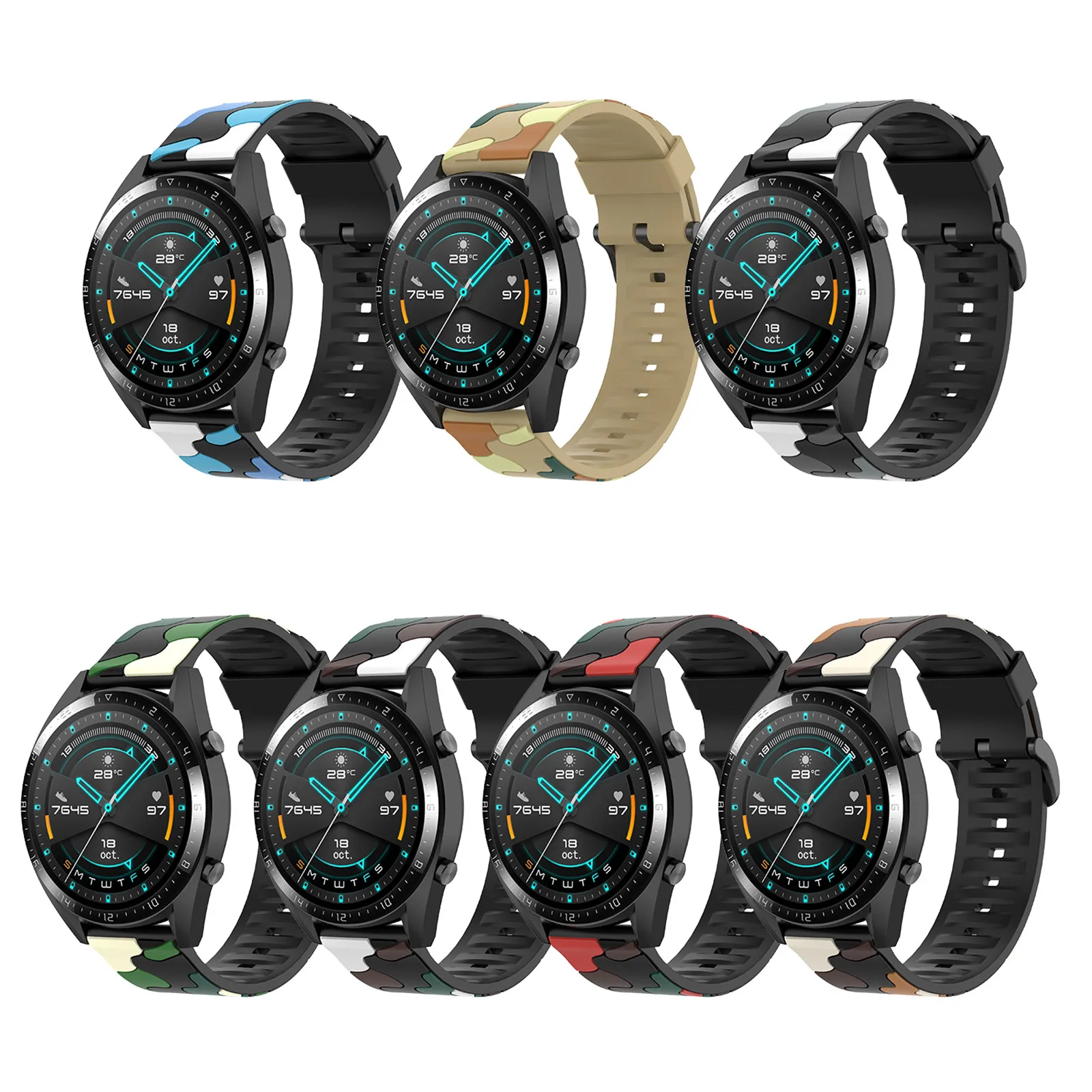 Модный Камуфляжный ремешок унисекс для Huawei Magicwatch 2 /pro силиконовый регулируемый