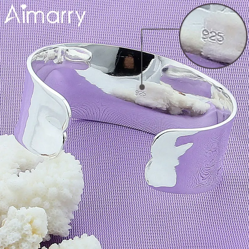 

Aimarry 925 Sterling Silver 30mm Smooth Bangle Bracelet For Woman Fashion Charm Party Wedding Engagement Jewelry