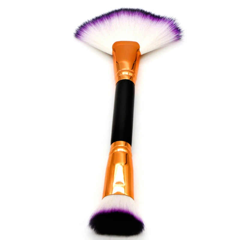 Двухсторонние кисти для макияжа практичная Веерная щетка + плоская кисть