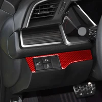 red genuine carbon fiber car headlight switch button frame cover trim styling sticker for honda civic 2016 2019