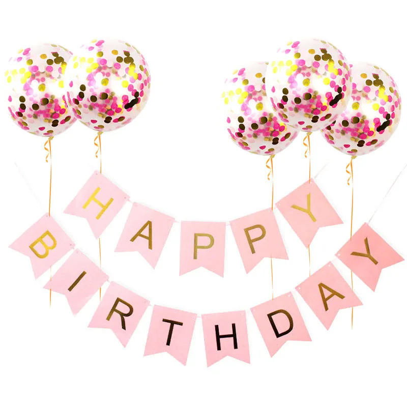 

Party Favors Confetti Balloons Girl Happy Birthday 1Set Letters Banner Boy Birthday Party Decorations Kids Baby Shower Hot Sale