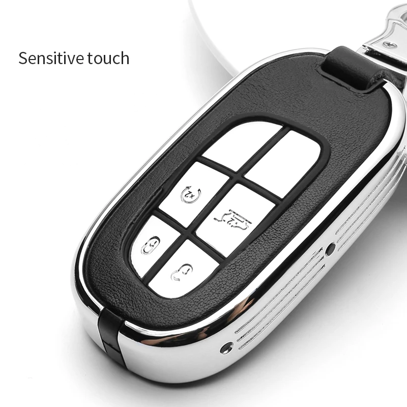 

Car Zinc Alloy Leather Key Case Cover Bag Wallet For Jeep Grand Cherokee Compass Patriot Renegade For Dodge Challenger Journey