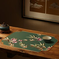 2022 table placemat plate cover mat party desk accessories chinese vintage peach blossom flora embroidery luxury mat