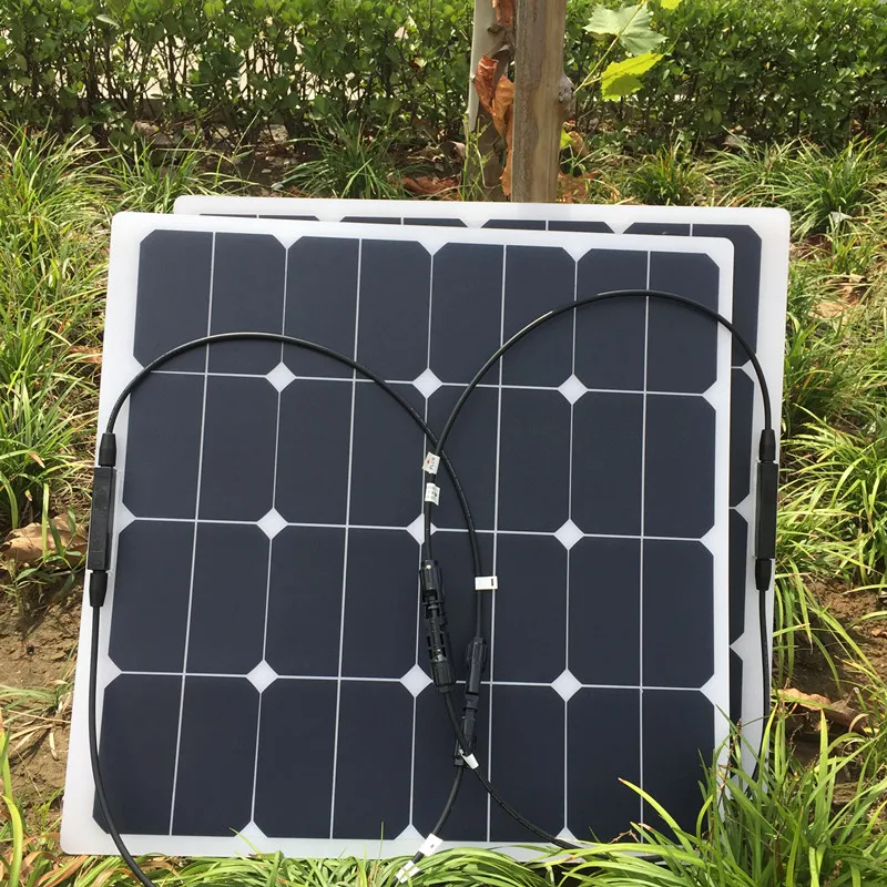2pcs sunpower 50w Высокая эффективность Полугибкие солнечные панели солнечной энергии моно солнечная батарея 50 Вт гибкие Панели Солнечное зарядное устройство для продажи 1 шт. 2 шт. 3 шт - Цвет: 2pcs sunpower 50w