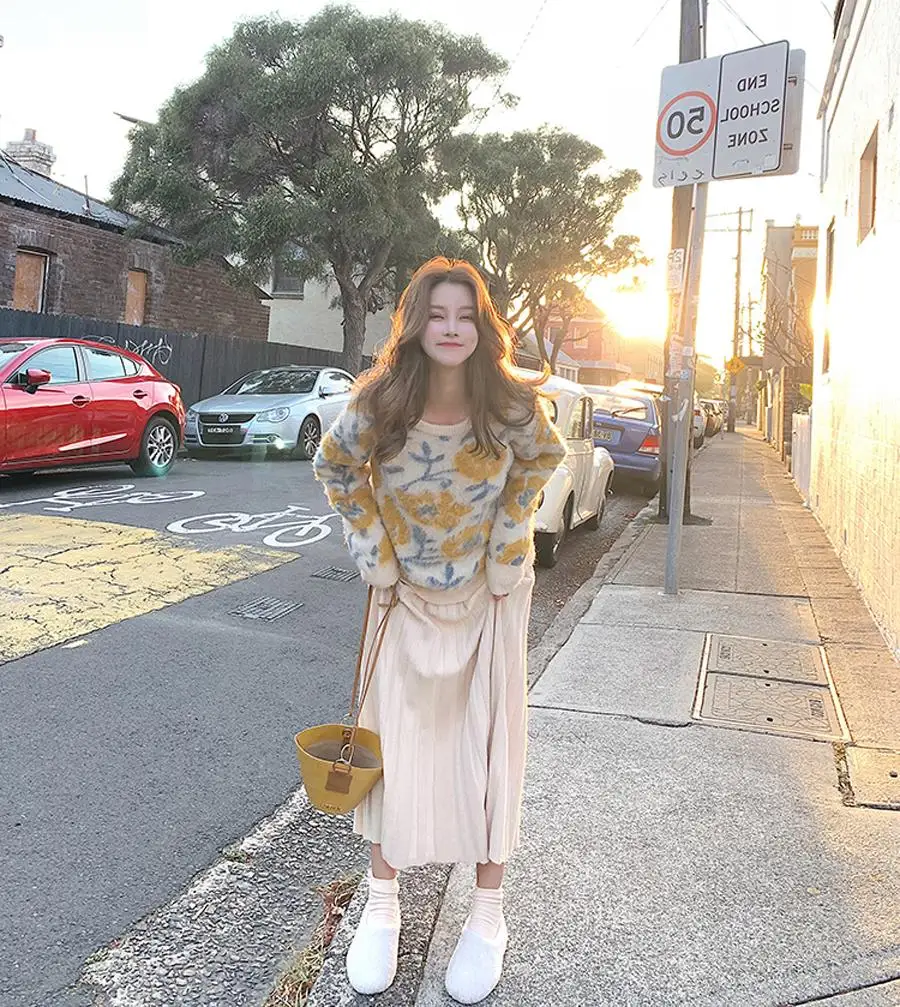 Комплект из двух предметов осень весна женский элегантный свитер пуловер +