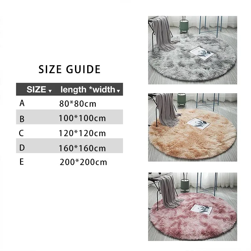 

Plush Fluffy Carpet Round Long Plush Rugs For Living Room Anti-slip Thick Bedroom Bedside Mat Shaggy Soft Balcony Carpets
