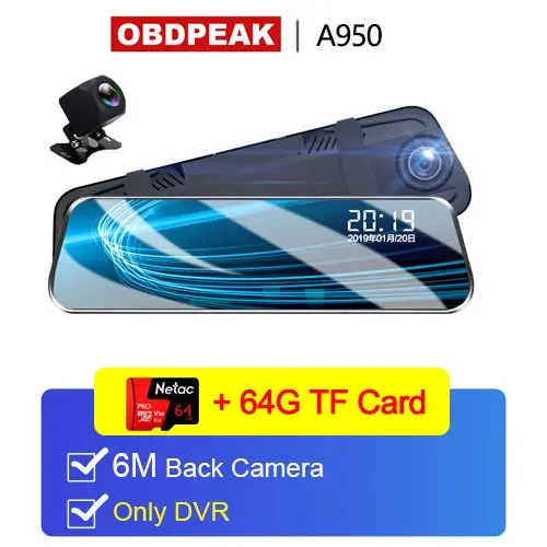 A950-64G Card Android 8,1 Автомобильный видеорегистратор Камера 4G ADAS 10 дюймов поток медиа зеркало заднего вида 1080P WiFi gps видеорегистратор регистратор видео dvr рекордер - Название цвета: A950-64G Card