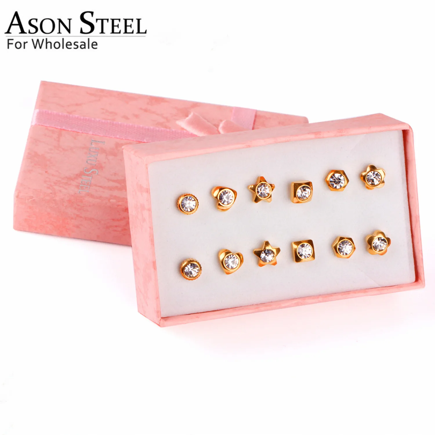 ASONSTEEL Minimalist Earrings Round Cubic Zirconia with Gold Anti-allergy 6pairs/box Push Back Stud Office Ladies | Украшения и