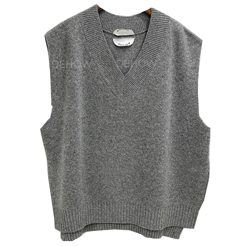 

Miss Don't Korean Autumn Knitted Vest Women's Retro Loose Temperament Comfortable Outerwear Sleeveless Vest V-neck Sweater