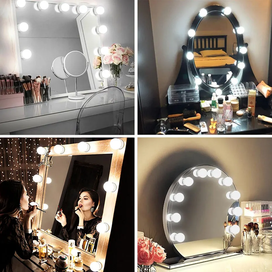 

LED Mirror Light USB 5V Hollywood Mirror Bulb Light Vanity Dressing Table Makeup Mirror Lamp 2/6/10/14 pcs Ladies Makeup Light