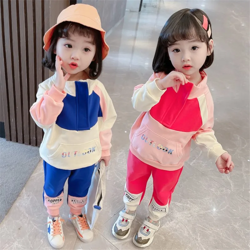 

New Splicing Cotton Spring Summer Children's Clothes Baby Girls Sweatshirts + Pants 2pcs/Set Kids Birthday Gift Teenage Clothing