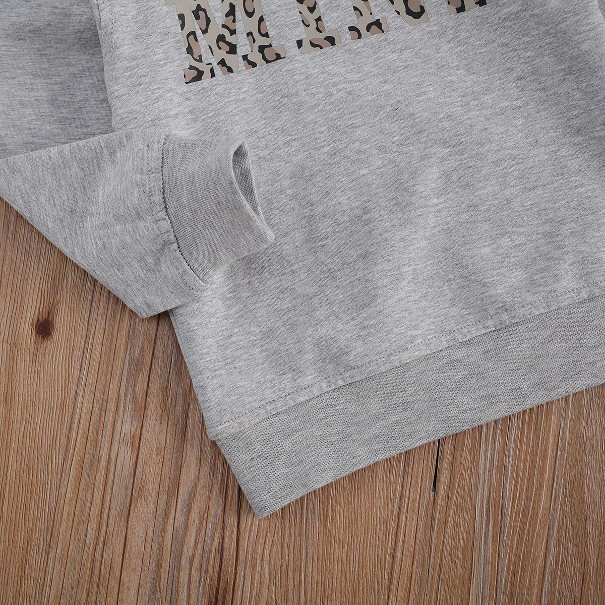 Boy Girl Long Sleeve Sweatershirt Letter Print Crew Neck Solid Color Pullover Autumn Winter Warm Hoodies Top for Children