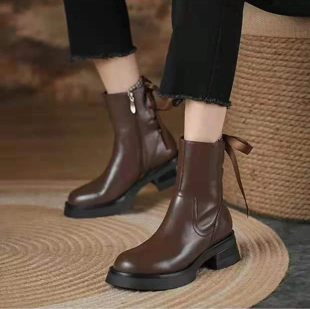 

Women's boots knee leather luxury Chelsea boots women's platform women's boots thick soled shoes short ankle boots thick heels