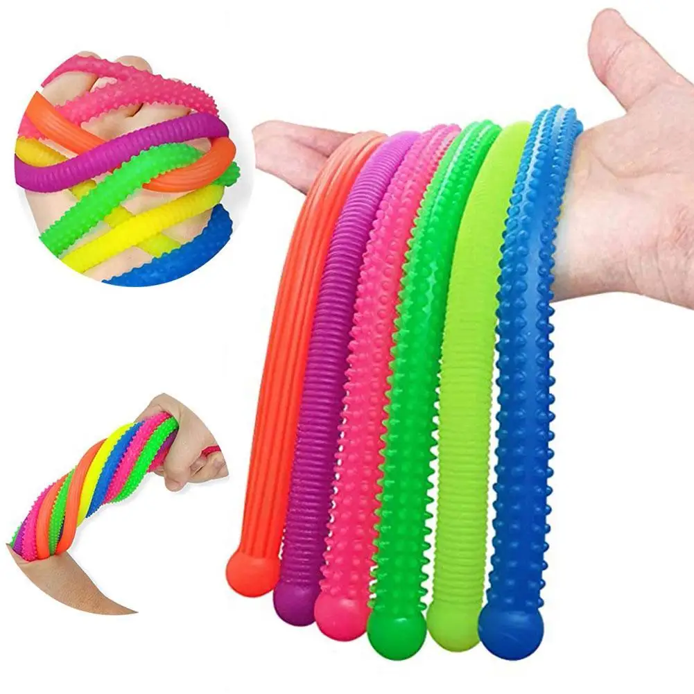 

6pcs TPR Soft Noodle Elastic Rope Toys for Kids Decompression Artifact Vent Rope Neon slings anti-stress toys Random Colors Fnny