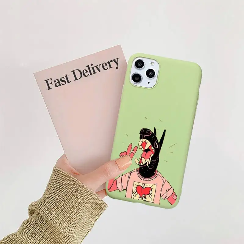 

Polly Nor painting art Phone Case Candy Color Green for iPhone 11 12 pro XS MAX 8 7 6 6S Plus X SE 2020 XR