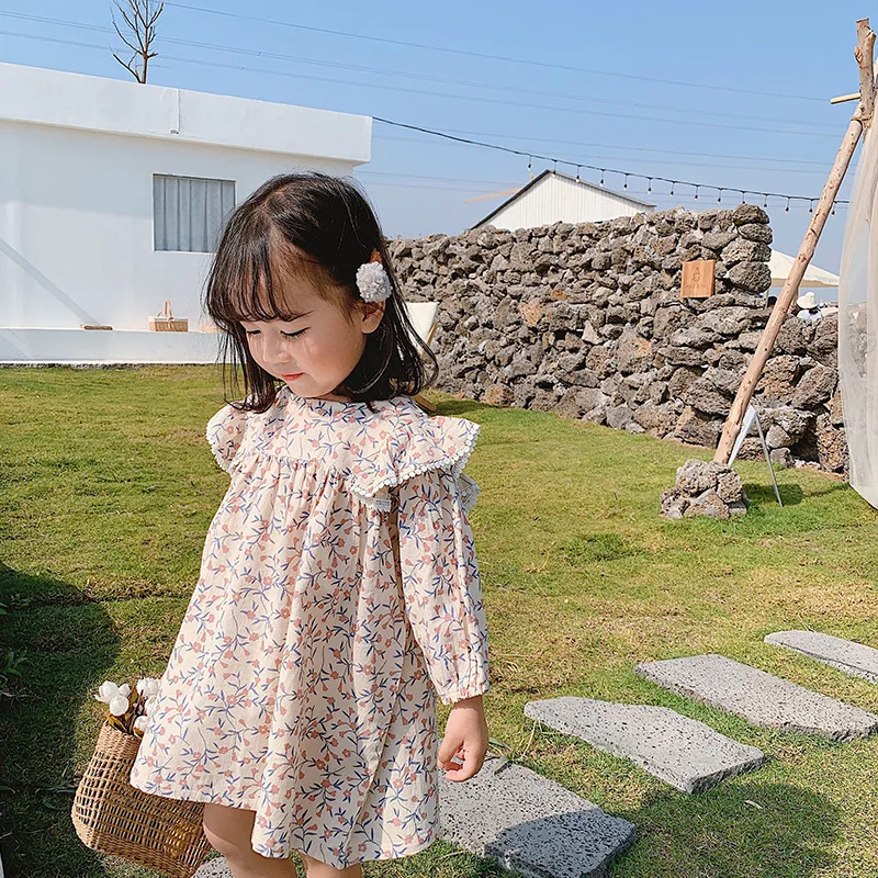 Платье для девочек 2020 новинка весны Цветочное платье детское принцессы с длинным