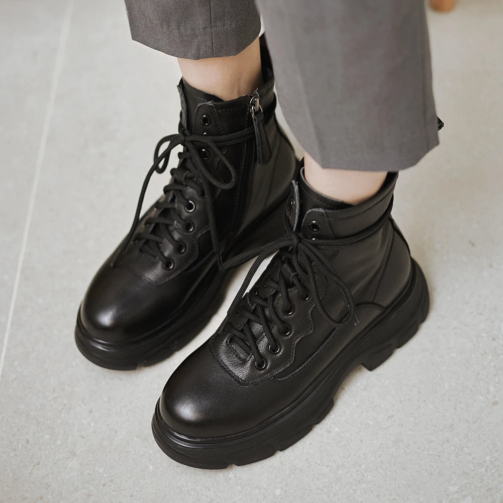 

Doratasia 2020 Fashion Flat Platform Genuine Leather Autumn Winter Women Shoes Cow Suede Skin Ankle Boots