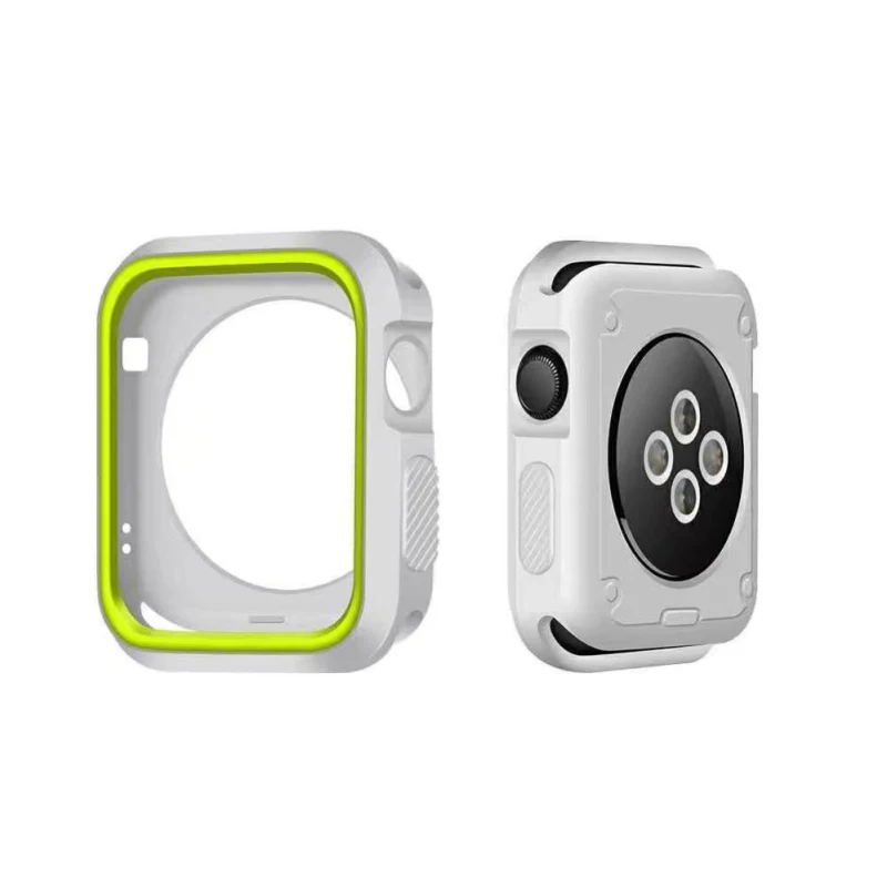 Двухцветный Мягкий силиконовый чехол для Apple Watch Series 4, 3, 2, 1, полностью защитный резиновый чехол для iWatch 5, 40 мм, 44 мм, 38 мм, 42 мм
