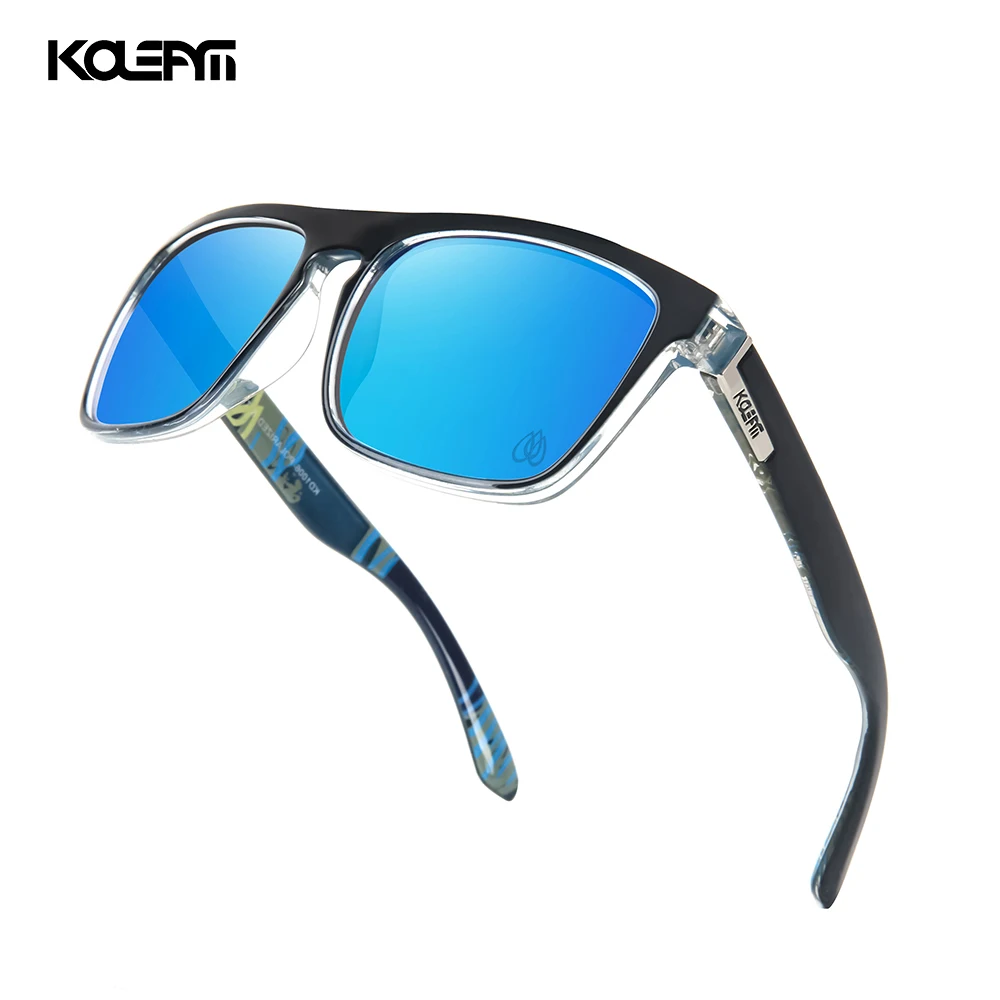 

KDEAM LUXURY Square Polarized Sunglasses Men 100% UV Protection TR90 Frame Ice blue lens KD1006-C1