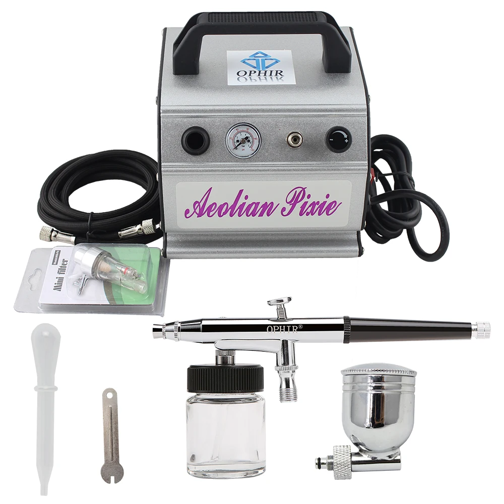 

OPHIR 0.3mm Dual Action Airbrush Compressor Kit Gravity Spray Paint Gun for Hobby Tattoo Cake Decorating Airbrush_AC088+AC005