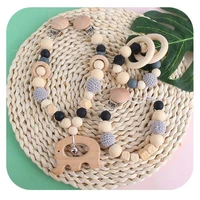 baby teether wooden nursing molar soother teething pendant pram clip hanging toy pacifier chain stroller mobile rattle