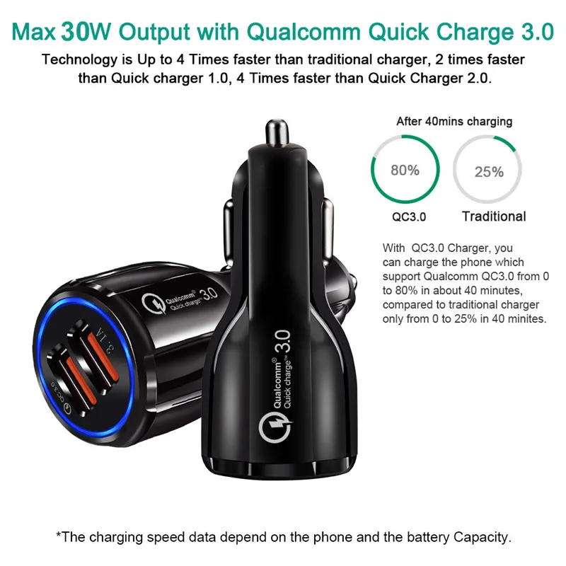 Quick Charge Car Charger 3.0 Universal Fast Charging Adapter Dual USB Travel charger accessories |