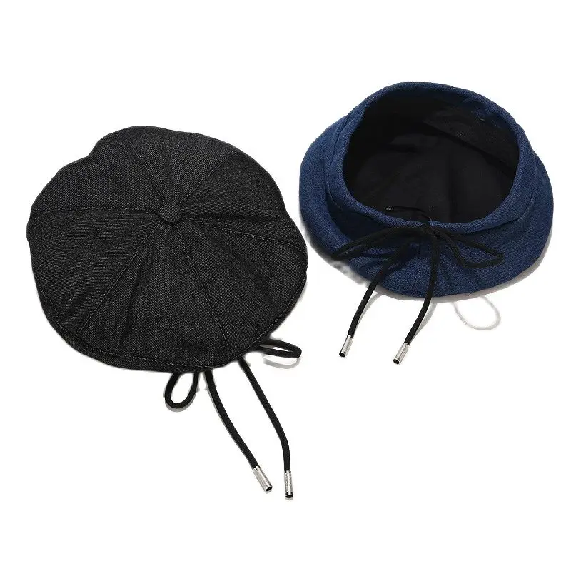 Берет шапки Женская зимняя французская шапка однотонный модный тонкий осенне