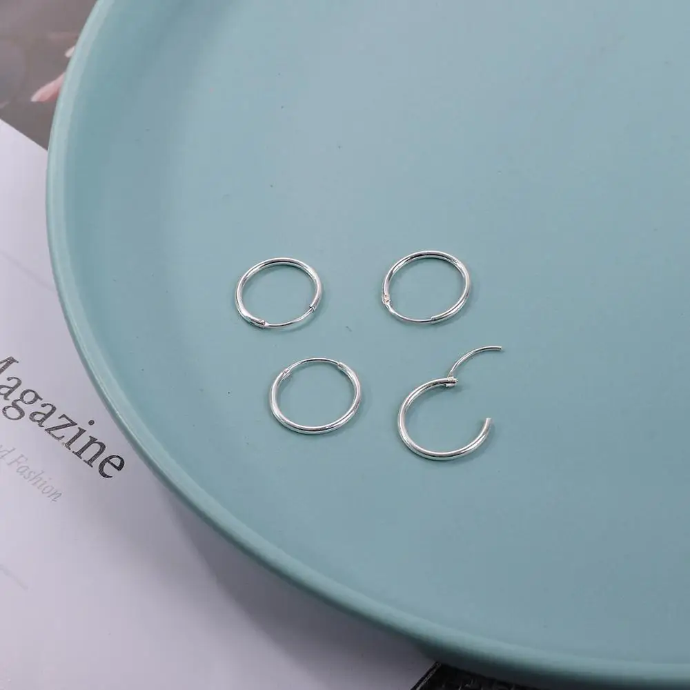 1 Pair Small Hoop Earrings Silver Color Fashion Women Girl Simple Round Ear Ring Bone Buckle Punk Party Jewelry | Украшения и